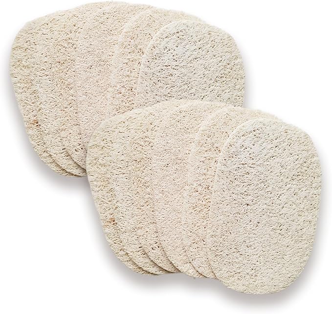 WOCATS 12pcs Natural Loofah Dish Sponges Scrubber for Kitchen-Based Dishwashing Scrubber Greener Clean Stand Wear and Tear Non-Scratch, Biodegradable (12)