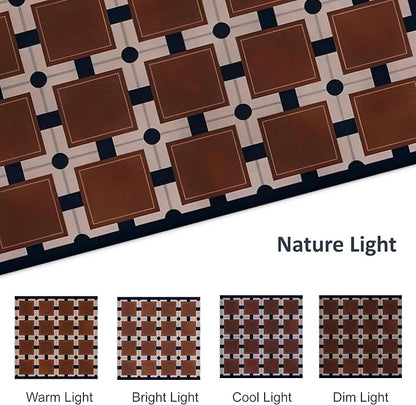 Ultra Thin Door Mat Indoor Entrance, 1/10 in Thin Door Mats for Inside Entry, Non-Slip Rubber Backing Washable Doormat, Fade Resistant, Absorbent, Low Profile Dirt Trapper, 30"X17",Brown Checkered