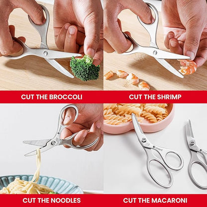 Stainless Steel Baby Food Scissors, Baby Food Scissors With Travel Case, Ideal For Pizza, Meats, Noodles, Vegetables, And Fruits