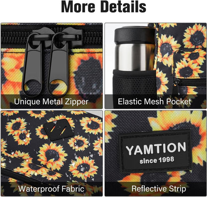 School Backpack,Sunflower Bookbag Men and Teen Boy Schoolbag with USB Charging Port for High School College Office Work Travel
