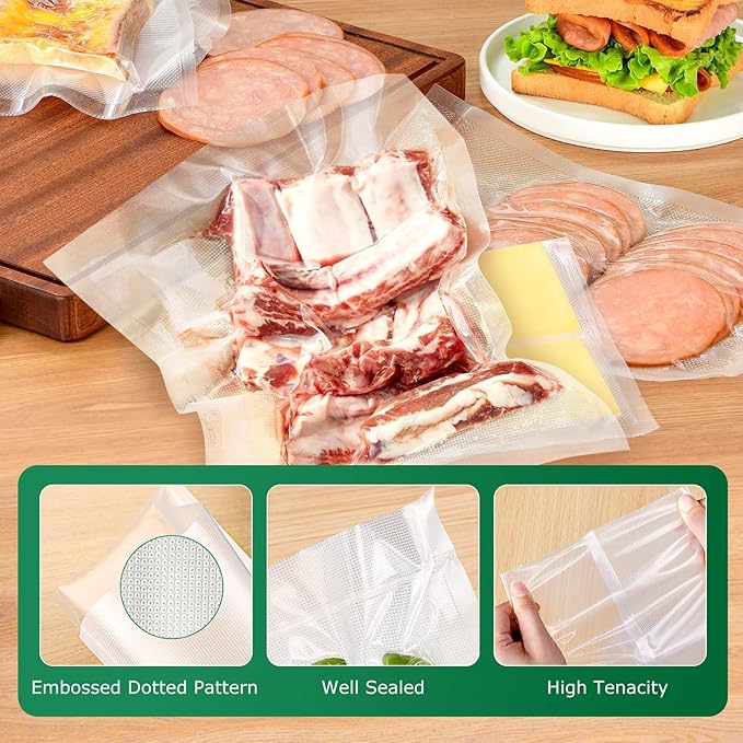 FRESKO Vacuum Sealer Bags, 150 Gallon 11" x 16" and Quart 8" x 12" and Pint 6" x 10" BPA Free PreCut Bag, Commercial Grade Food Vac Bags for Storage, Meal Prep or Sous Vide