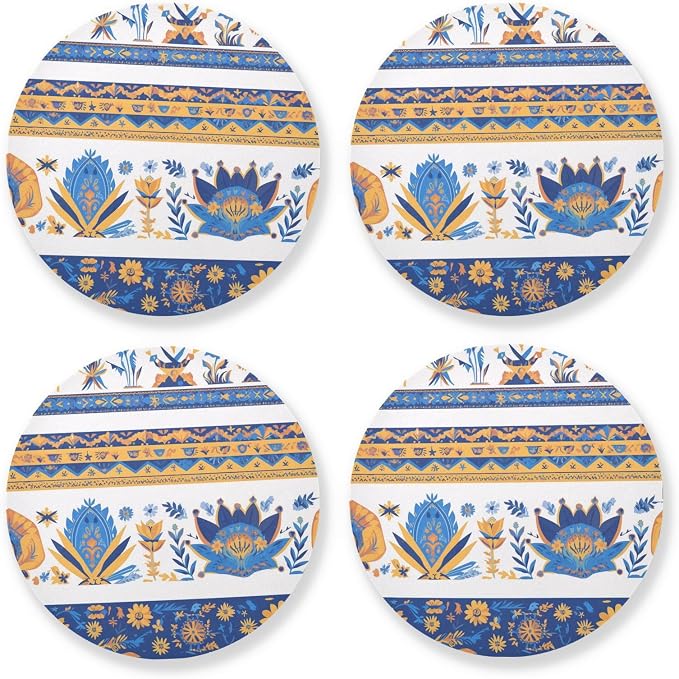 Vector Illustration Ukrainian Folk Pattern 4 Pcs Round Coasters