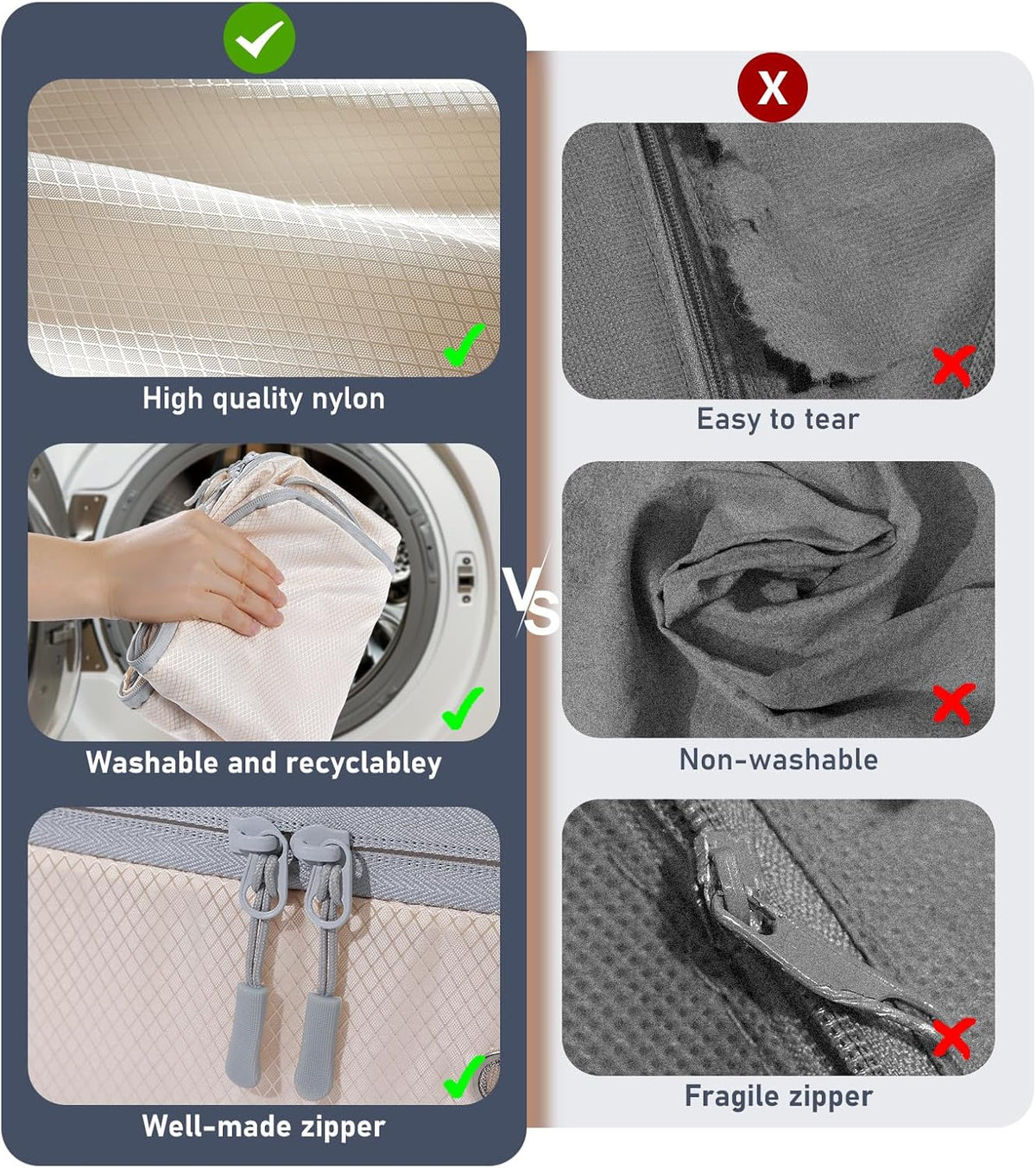 DIMJ Comforter Storage Bag 6 Pack - Blanket Storage Organizer Compression Bags, Large Capacity Ultra Space Saving Self Compression Organize for Bedding, Pillow, Duvet, Sheet Storage with Zipper Window