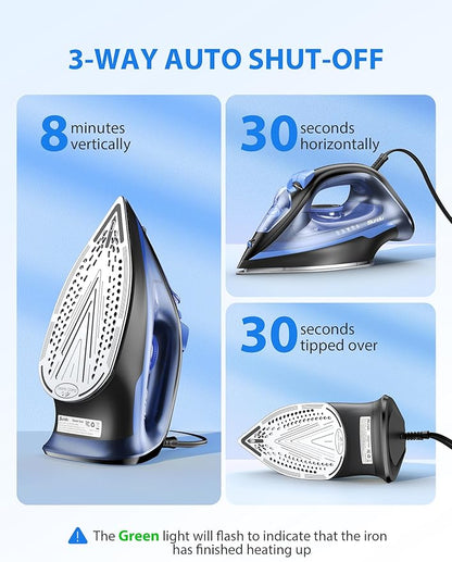 Sundu Steam Iron for Clothes with Rapid Heating Ceramic Coated Soleplate,1500W with Precise Thermostat Dial,Self-Cleaning, Auto-Off,11.84oz Water Tank for Home Clothes Ironing Use,0604C