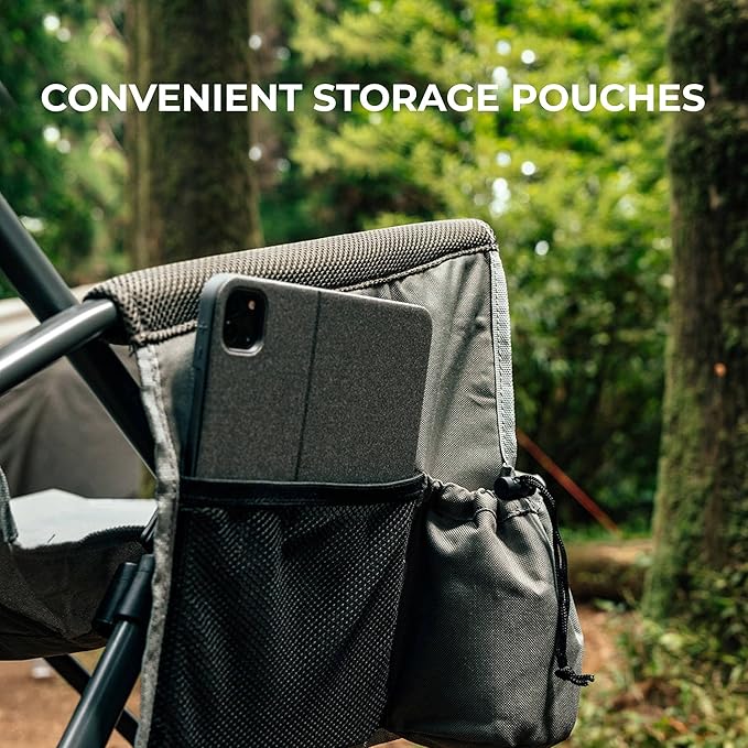 Heavy Duty Portable Folding Camping Chair for Adults with Comfy Padded Backrest | for Outdoor & Sports, Backpacking, Beach, Lawn, Hunting, Tailgating, Fishing | Supports 400 Lbs