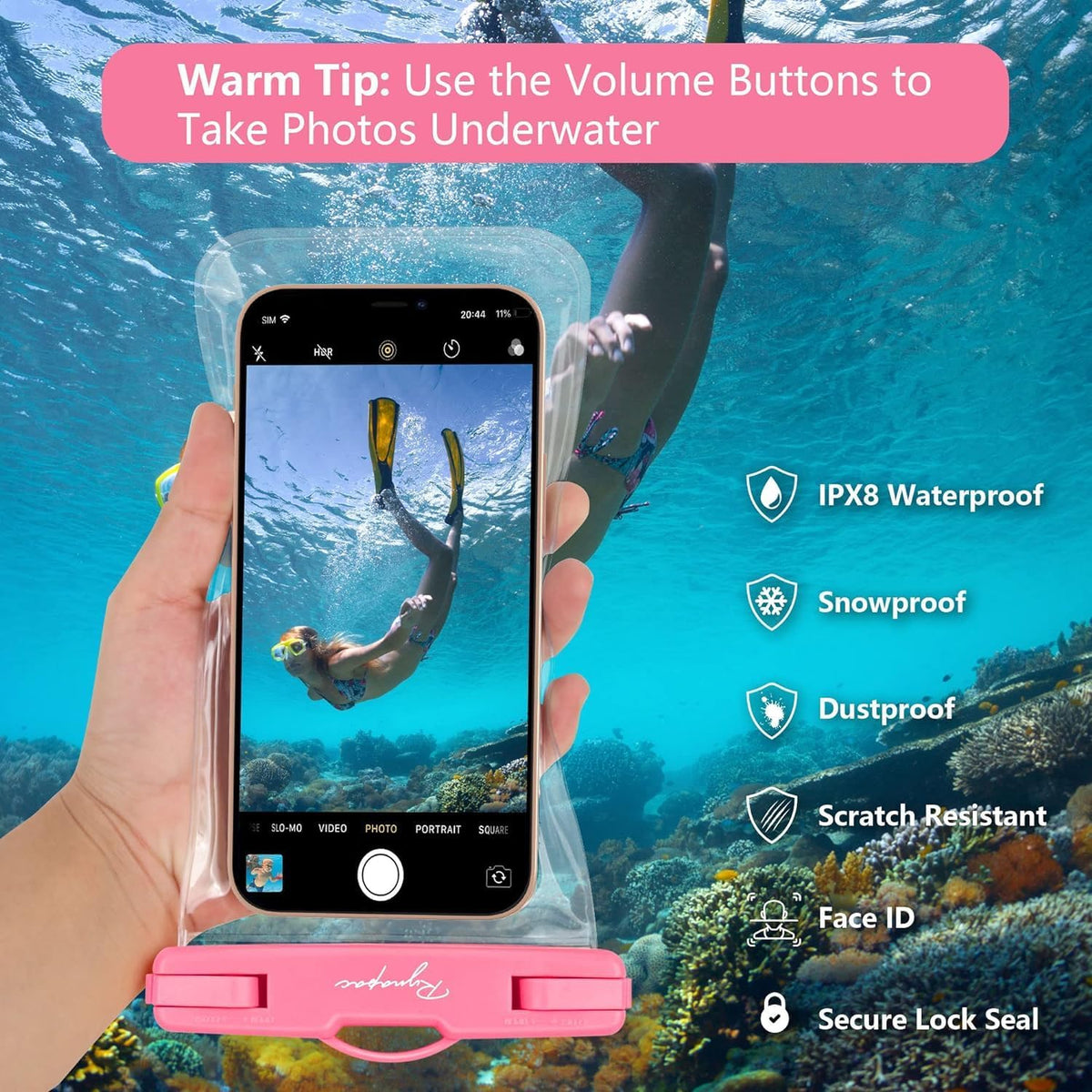 Waterproof Phone Pouch Bag - 7.5in Water Proof Cell Phone Case for Beach Travel Must Haves, IPX8 Dry Bag with Lanyard for iPhone 16 15 Pro Max Galaxy S24+ Pixel 8, Cruise Ship Essentials