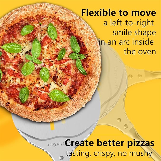 Pizza Peel & Turner, 9" Pizza Spatula with Extendable Handle (26-36" Length)