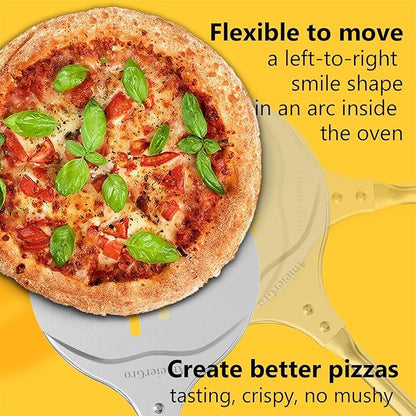 Pizza Peel & Turner, 9" Pizza Spatula with Extendable Handle (26-36" Length)