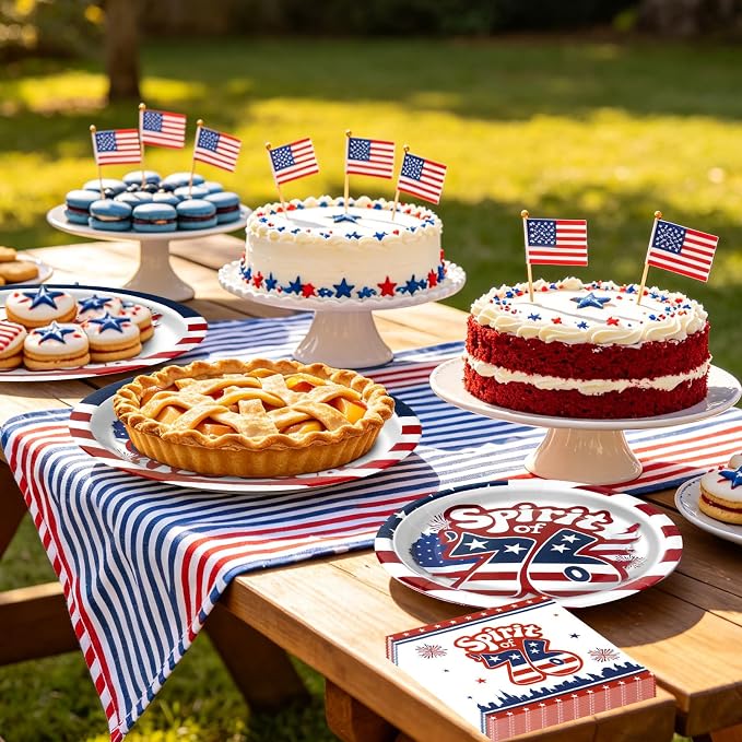 180Pcs 4th of July paper Plates and Napkins Party Supplies, Serve 60 |