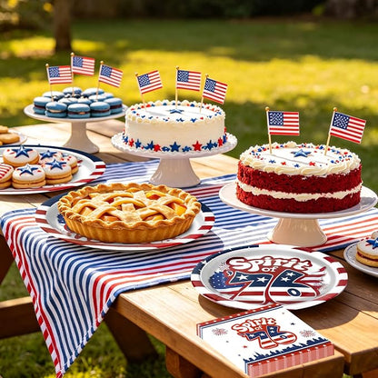 180Pcs 4th of July paper Plates and Napkins Party Supplies, Serve 60 |