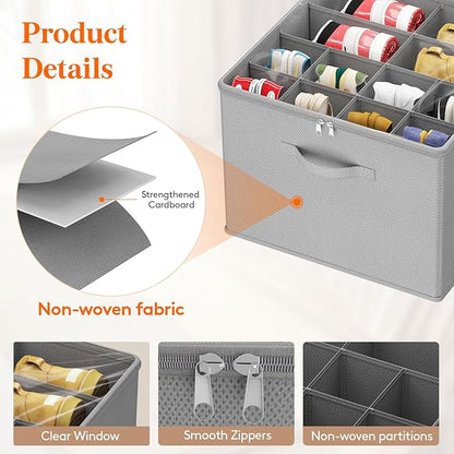 Lifewit Shoe Storage Organizer for Closet Fits 12-16 Pairs, Fabric Large Shoe Box Storage Containers with Clear Cover, Foldable Bins Fit for Boots Sneakers 17"(L) x 17"(W) x 12.5"(H) 2 Pack Light Gray