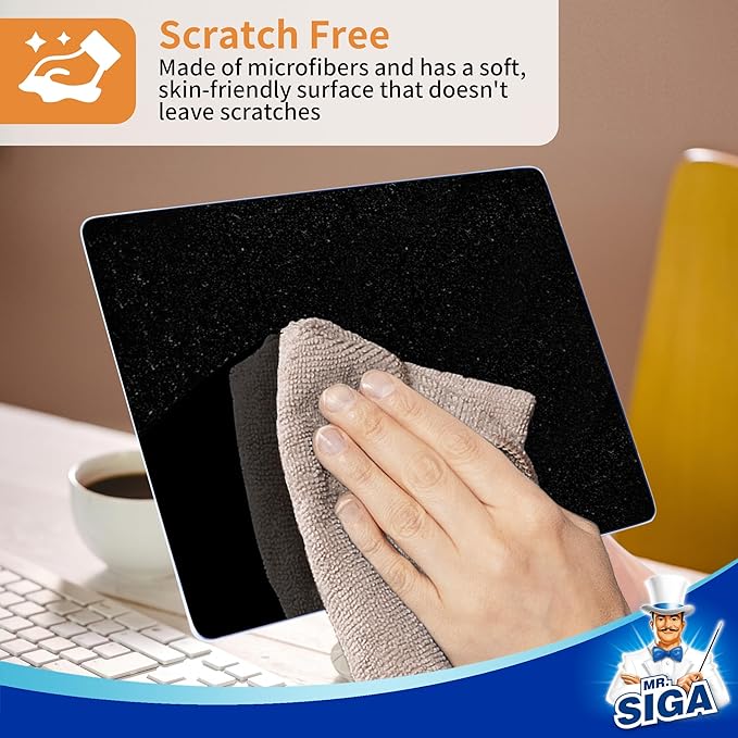 MR.SIGA Microfiber Cleaning Cloths, All-Purpose Surface Microfiber Towels, Streak Free Cleaning Rags, Pack of 12, Wheat, Size 32 x 32 cm(12.6 x 12.6 inch)