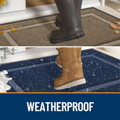 OLANLY Front Door Mat Indoor Outdoor Entrance, Waterproof All-Season, All-Weather Doormat, Sturdy Natural Rubber, Fade Resistant, Low Profile, Easy Clean Patio Porch Entryway Mat, 59x23, Beige