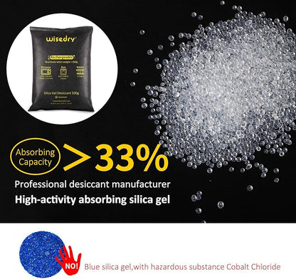 wisedry 4 x 500 Grams [4.4 lbs] Rechargeable Silica Gel Car Dehumidifier, Microwave Fast Reactivated Desiccant Packets Large for Gun Safe Closet Basement Garage Storage Moisture Absorber Bag Reusable
