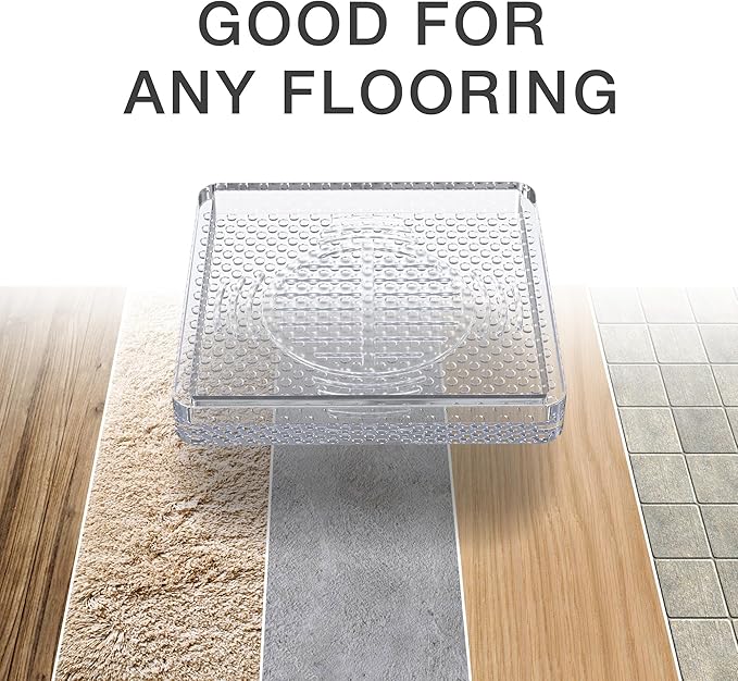 X-Protector Furniture Cups - 4 PCS 2.2" - Non Slip Furniture Pads for Hardwood Floors - Transparent Floor Protectors - Bed Stoppers to Prevent Sliding - Keep Furniture from Sliding on Floor! (Square)