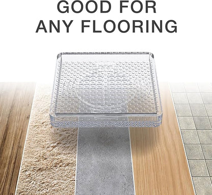 X-Protector Furniture Cups - 4 PCS 2.2" - Non Slip Furniture Pads for Hardwood Floors - Transparent Floor Protectors - Bed Stoppers to Prevent Sliding - Keep Furniture from Sliding on Floor! (Square)