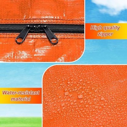 6 Pcs 66 Gallon Large Moving Bags with Zipper and Handles Foldable Storage Duffle Bags Heavy Duty Extra Large Totes for College Dorm Travel Clothes Blankets Bedding Moving (Orange)