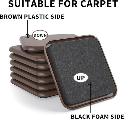 Yelanon Square Furniture Sliders – 20 PCS 2.5" Floor Protectors for Furniture – Strong Furniture Movers Sliders – Protects Floors from Scratches