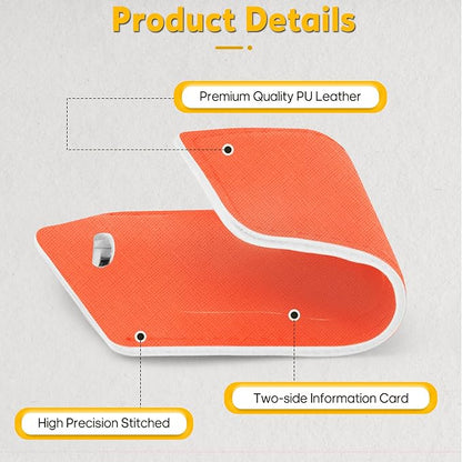 Travelambo Luggage Tags for Suitcases Faux Leather Privacy Protection 2 Pack Bag Tags Travel Accessories Essential, Cross Orange