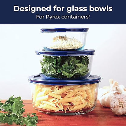 Wood Grip - Lids for Pyrex and Anchor Round Glass Containers - Lids for Pyrex Glass Containers - Replacement Lids (Blue, 4 Cups, 4 Pack)