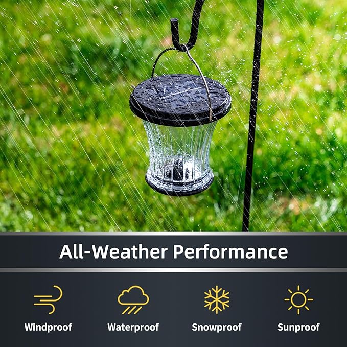 Glass Solar Lantern Outdoor, Waterproof Hanging Solar Lights for Outside with Modular Design, 3000K LED, Auto On/Off Table Lamp for Garden Patio Yard Fence Wall Decorative, Warm White(4 Pack)