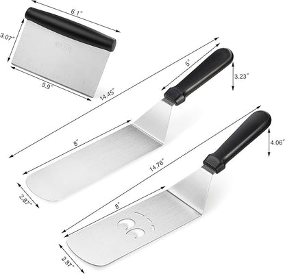 New Star Foodservice 1029161 Commercial-Grade 3-Piece Stainless Steel BBQ Spatula Set
