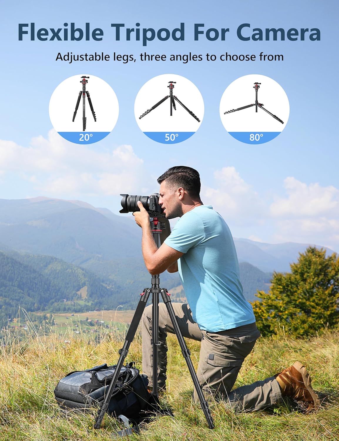 78" Porfessional Tripod for Camera, Victiv Aluminum Camera Tripod Monopod for DSLR, Spotting Scope,Telescope, Binoculars, Compact Heavy Duty Camera Stand for Photography Video Recording Travel