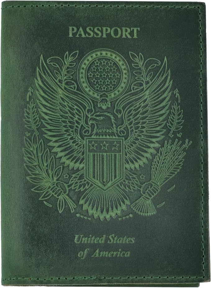 LEATHER VILLAGE Leather Passport Holder Cover – Travel Wallet with Card Slots, Vintage Passport Case for Men & Women – Cute Organizer for Travel Accessories & Documents - Green