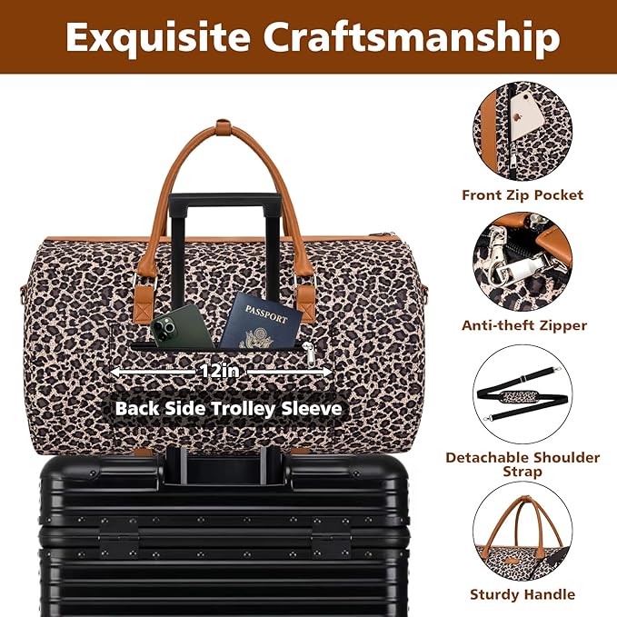 Garment Bag for Travel Convertible Carry On Garment Bag Large Travel Duffel Bags for Women 2 in 1 Hanging Suitcase Suit Travel Bags for Women & Men 3pcs Set