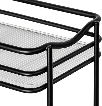 LYNK PROFESSIONAL® Pull Out Spice Rack Organizer for Inside Kitchen Cabinets - 4-1/4 inch Wide - Slide Out Drawer – Black Sliding Spice Cabinet Organization Shelf Racks - 2 Tier
