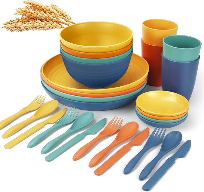 Wheat straw plates and bowls sets