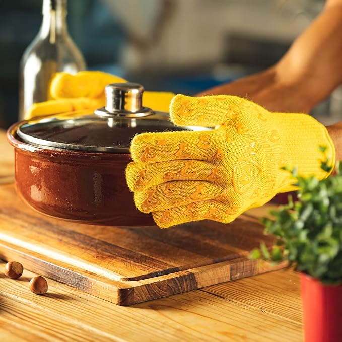 Grill Armor Oven Gloves 932°F Extreme Heat & Cut Resistant Oven Mitts with Fingers for BBQ, Cooking, Grilling, Baking – Accessory for Smoker, Cast Iron, Fire Pit, Camping, Fireplace, Griddle & More