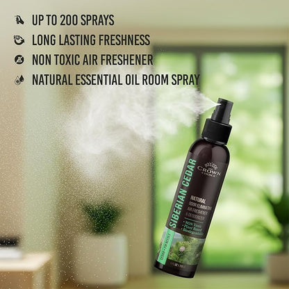 Non-Toxic Odor Eliminator,Natural Cedar Air Freshener Spray for Clothes Storage & Moth Repellent,Closet & Couch Deodorizer,Long Lasting Bathroom & Toilet Freshener, Safe for Kids & Pets-4 oz Pack of 1