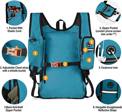 Seektop 15L Small Hiking Backpack for Women Men, Foldable Packable Backpack with Phone Pocket, Lightweight Travel Daypack for Hiking Camping Outdoor (Lake Blue)