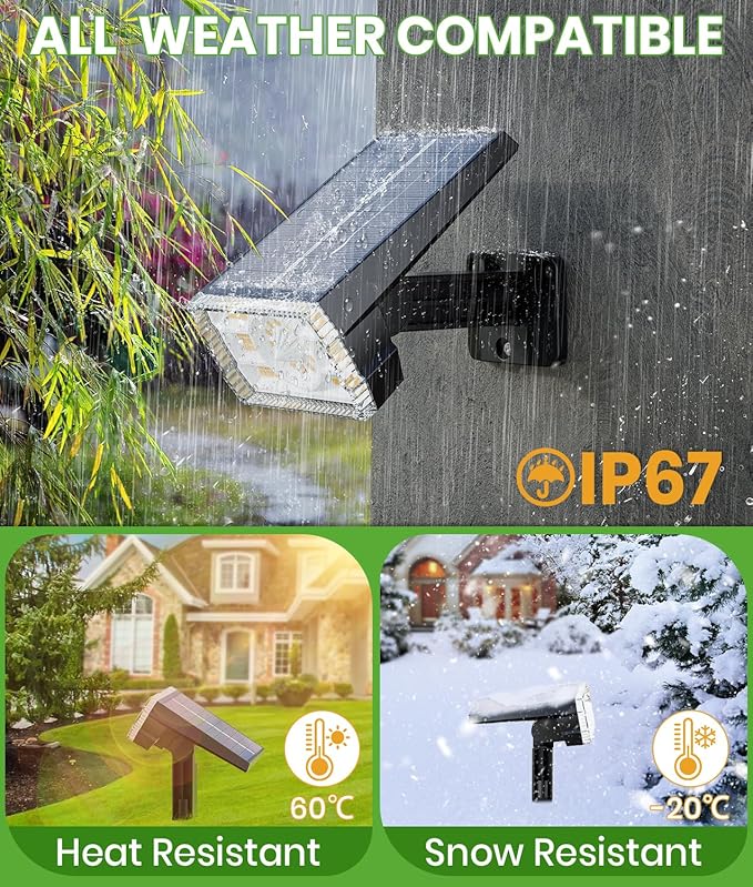 Large Panel Solar Spot Lights Outdoor 4 Pack, Solar Flood Lights Waterproof IP67