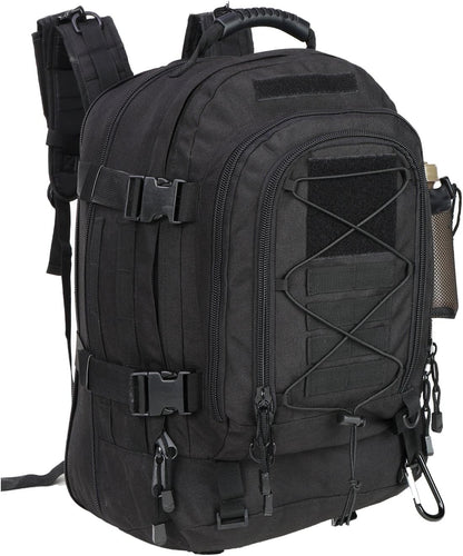 Large Tactical Backpack for Men Military Backpack with DIY System for Travel, Work,Camping,Hunting,Hiking,Sports (BLACK)