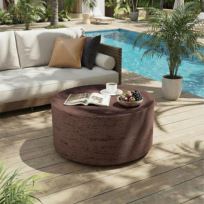 UPHA Outdoor Round Coffee Table, Small Modern Minimalist Accent Tables
