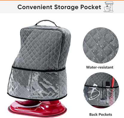 BAGSPRITE Stand Mixer Cover with Appliance Sliders Compatible with KitchenAid Mixer 4.5/5 Quart with Pockets for Kitchen Aid Accessories and Attachments