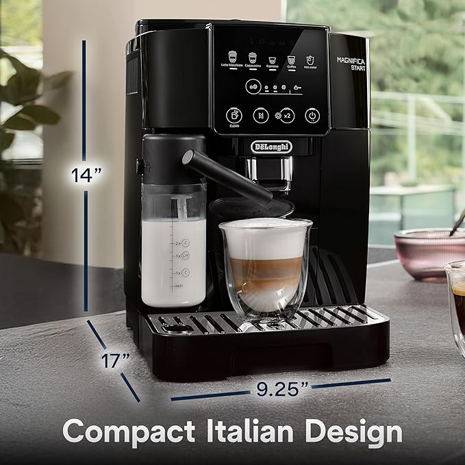 De'Longhi Magnifica Start Automatic Espresso Machine with Auto Milk Frother & Built in Grinder - 5 One-Touch Recipes, Easy-to-Clean, Home Barista Coffee Maker for Lattes, Cappuccino, Iced Coffee
