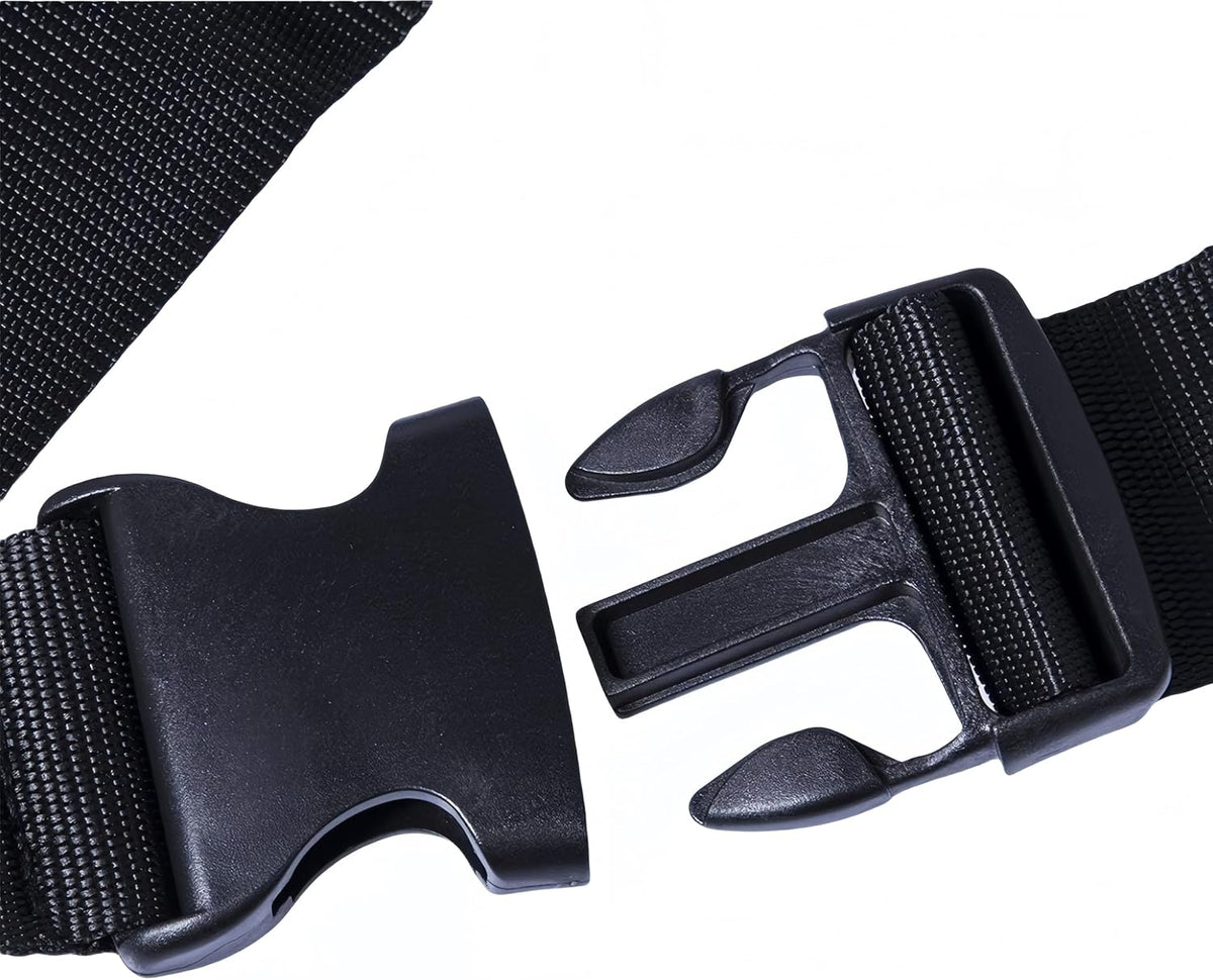 2-Pack Adjustable Luggage Straps for Suitcases – 2-Inch Wide Cross Travel Belt for 20"-32" Carry-On, Large & Collapsible Luggage – Durable Seatbelt Material, Suitcase Belts & Connector Straps (Black)
