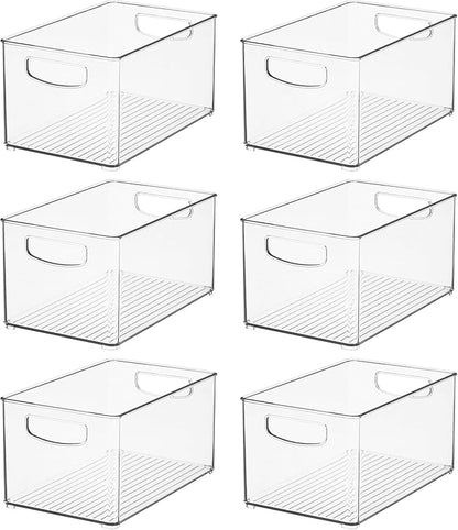 iDesign Stackable Clear Plastic Bin - Kitchen Organizers and Storage for Fridge and Pantry, 6-Pack