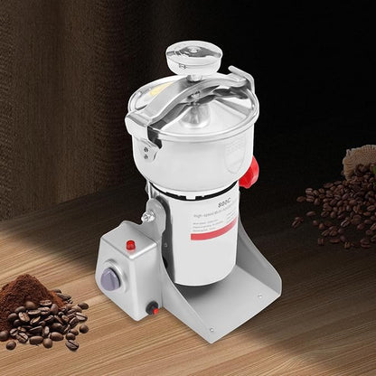800g Electric Grain Mill Grinder with High-pressure Cover High Speed 3500W Commercial Grinders, Stainless Steel Machine for Dry Grains, Coffee, Corn (800g/1.8lbs - B)