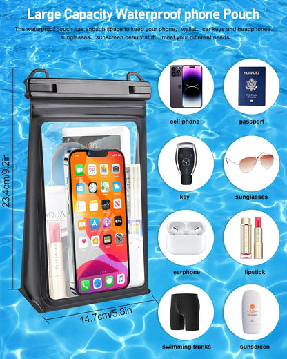 Large Capacity Waterproof Phone Pouch, Floating Dry Bag for iPhone 16 13 12 11 Pro Max Galaxy S22 S21 Waterproof Bag Sunscreen Glasses Storage Dry Pouch for Swimming Rafting Boating