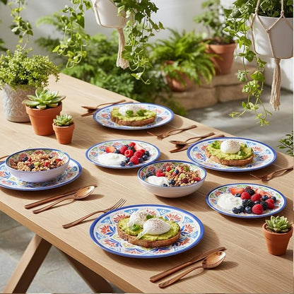 Dinnerware Set 12Pcs Melamine Plates and Bowls | Wedding Gift, Floral Pattern