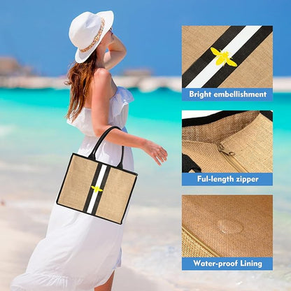 Large Beach Bag Jute Woven Tote