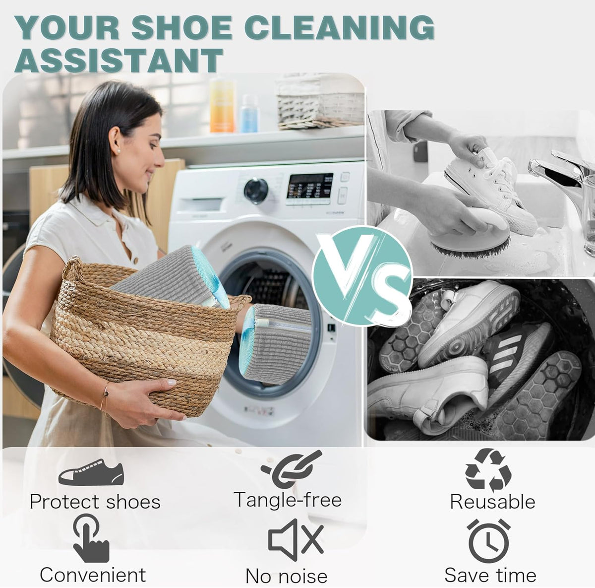 Shoe Washing Machine Bag,Laundry Shoe Bag for Washer and Dryer,Reusable Shoe Cleaning Bag for Sneakers,Tennis Shoes,With Self-locking Zipper, Microfiber Inside,Include Shoes Storage Bag (Grey(1PC))