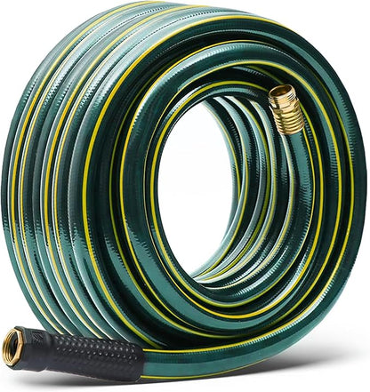 Solution4Patio Long Green Garden Hose 3/4 in. x 50 ft. -Kink Free, No Leaking, Male/Female Fittings -Heavy Duty Durable Flexible Lightweight Water Pipe -Brass Aluminum Ends for Household & Commercial