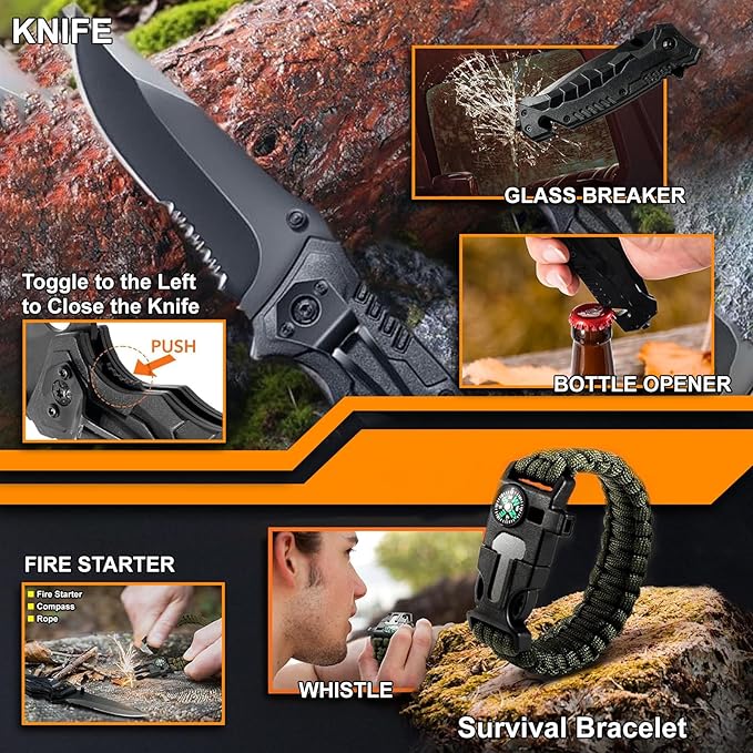 Gifts for Men Dad Him Birthday Christmas Fathers Day, Cool Gadget/Survival Gear and Equipment, Unique Camping Hunting Hiking Outdoor Gear, Gift Idea for Valentines Day Boyfriend Boys Stocking Stuffer