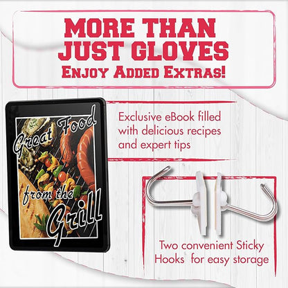 KITCHEN PERFECTION S Silicone Smoker Oven Gloves for Women -Extreme Heat Resistant BBQ Gloves -Handle Hot Food Right on Your Grill Fryer |Waterproof Oven Mitts for Cooking |Superior Set+3 Bonuses