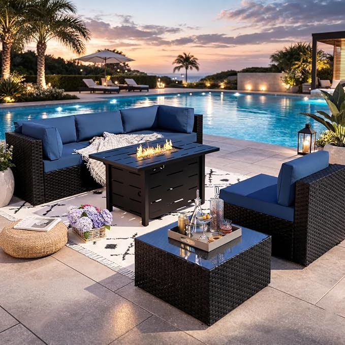 JAMFLY Patio Furniture Sets, 6-Piece Outdoor Patio Furniture